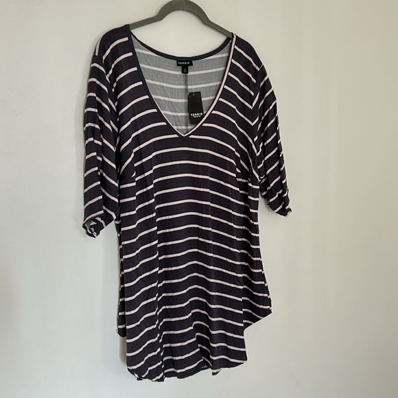 NWT Torrid 2 Pink/Gray Stretch Challis Tunic - Picture 6 of 9